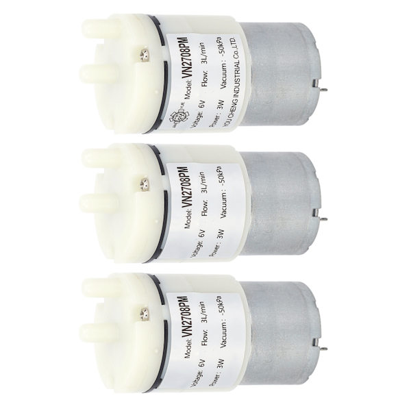 3 stk mikromembranpumpe minivakuumvannluftmotor for fisketank DC 6V (VN2708PM）
