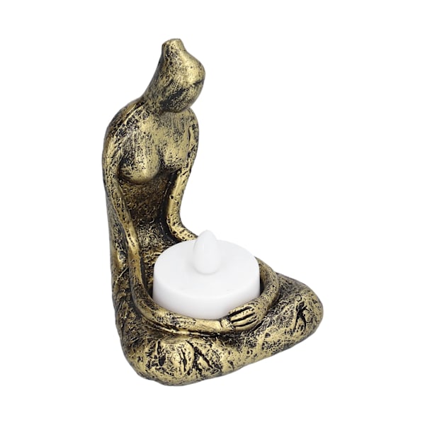 Lysestake Yoga Resin Meditasjonsskulptur med Elektronisk Lys for Hjemmekontor Dekorasjon OrnamentSCS- RC007-A2
