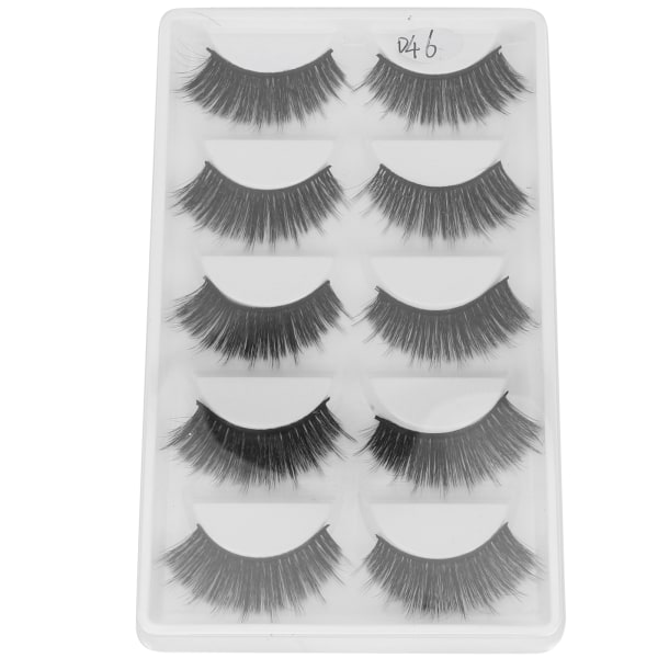 5 par tykke, tette falske vipper Tredimensjonale lange krøllede falske øyevipper Makeup Tool(D46)