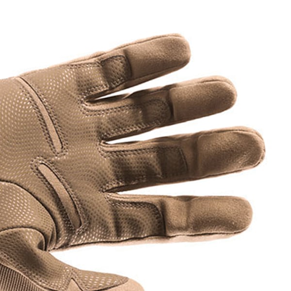 Beskyttende handsker fuld finger M størrelse mikrofiber læder åndbar vind bevis ridning handsker til udendørs træning sand farve