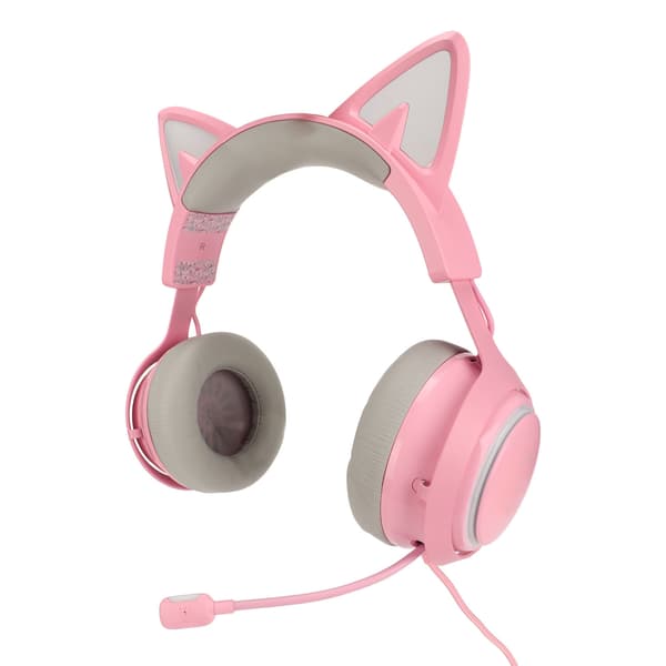 Gaming Headset Katteøre Hodetelefon 3 Lydeffekter Ergonomisk med Mikrofon for Barn Voksne
