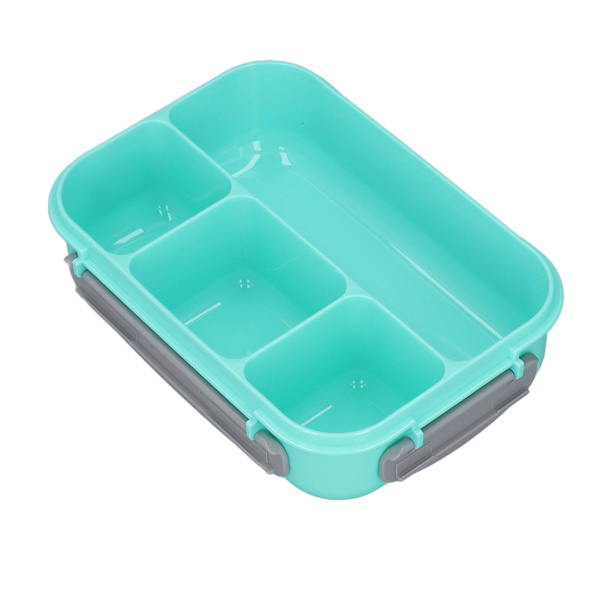 Individuell forseglet matboks for barn, matboks med 4 rom, matboks for skole, 1300 ml, grønn