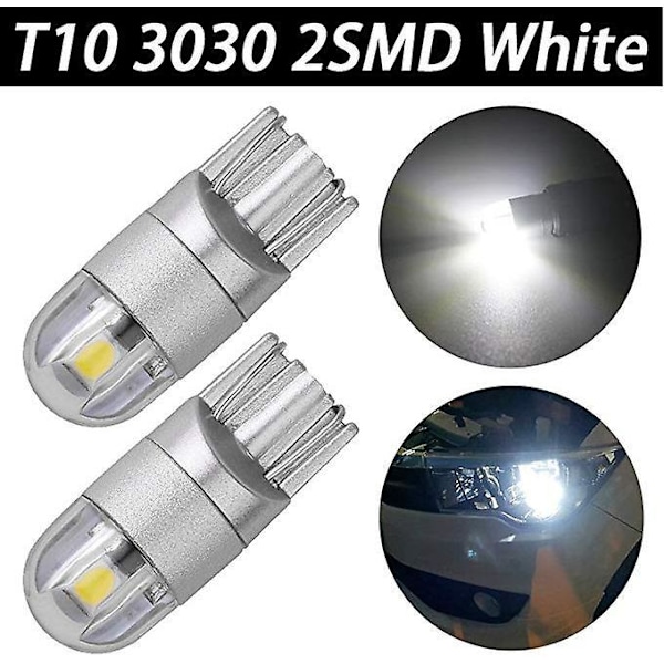 12 kpl 194 LED-autopolttimo 3030 -piirisarja 2SMD T10 194 168 W5W LED-kiilapolttimo 1,5 W 12 V rekisterikilven valo, sisätilan valo, askelvalot, karttavalot, tavaratilan valo, äärivalot (