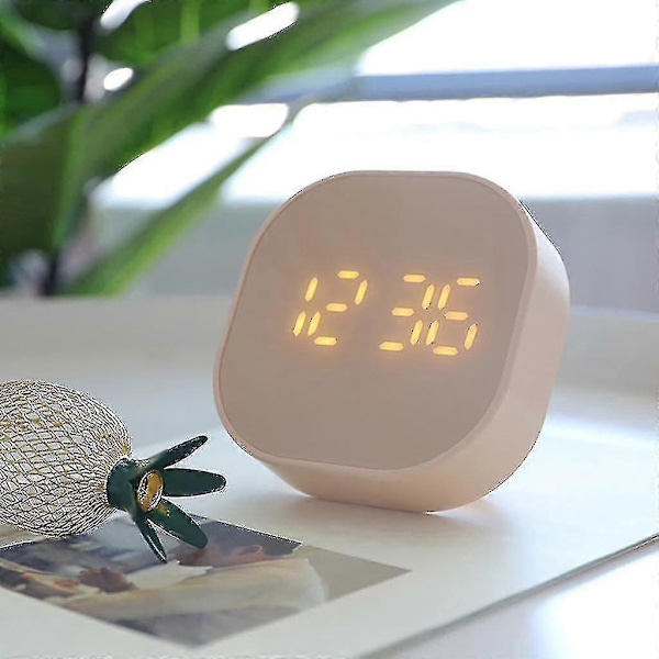 Lysande Fyrkantig Liten Väckarklocka - LED Digital Klocka Ljusblå
