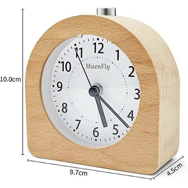 Väckarklocka Batteridriven Snooze-funktion Väckarklocka Rese Trä Ljusande Analog Väckarklocka Tyst Ingen Tickande Nålklocka Stigande Ljudlarm - L