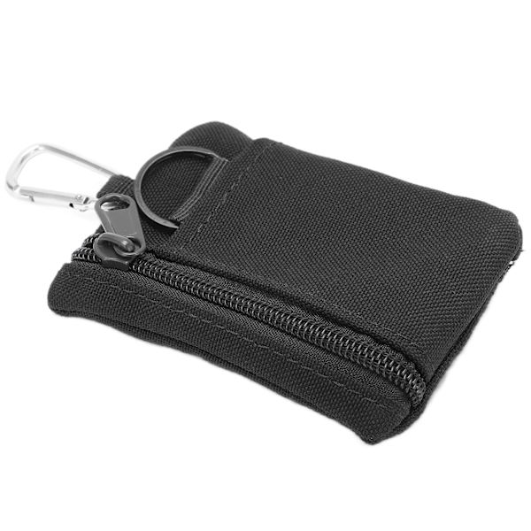 Utomhus EDC Molle-ficka Plånbok Mini Bärbar Nyckelkortfodral EDC-ficka Väska Myntväska med Karabinhake Svart