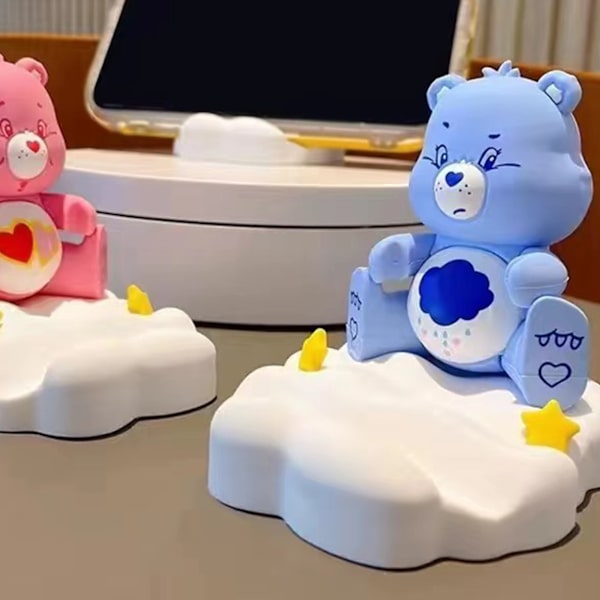 Bear Phone Stand Söt Cartoon Stall Support Portabelt bordstelefonställ Telefonhållare för tjejer Blå