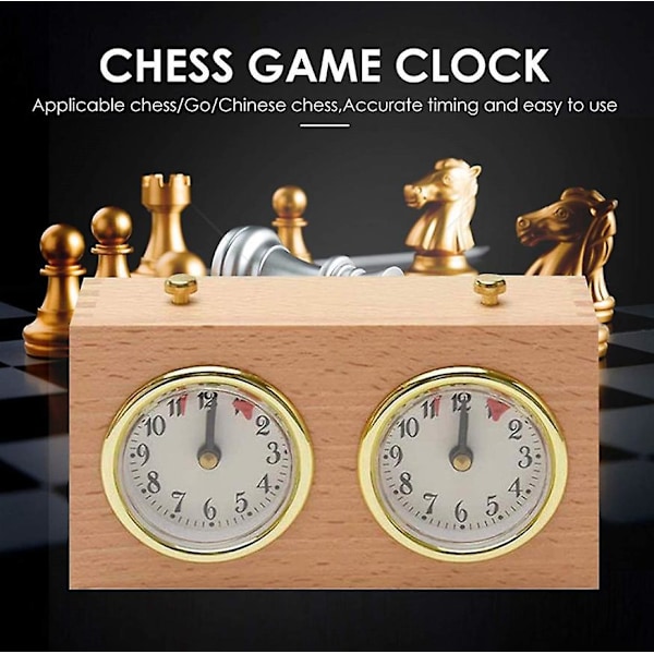 Schacktimer Schackklocka, Analog Mekanisk Speltimer i Trä Räkna Upp Ner Schacktävlingstimer