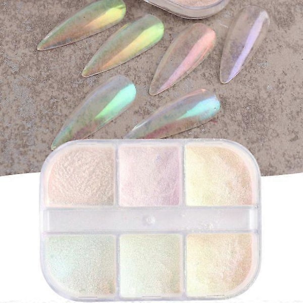Holografiskt Iridescent Nagellackspuder med Aurora-pärlor för Manikyr Reflekterande Nagelglitterdekorationer 1909-12