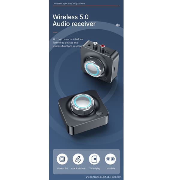 Bluetooth 5.0-mottaker DC 5V/1A Driverfri 2,4 til 2,48 GHz MP3-spiller for avspilling av lagringskort