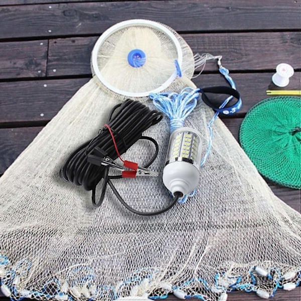 12V 15W Fiskeljus Lockar Räkor Bläckfisk Krill (Vit+vitt ljus)