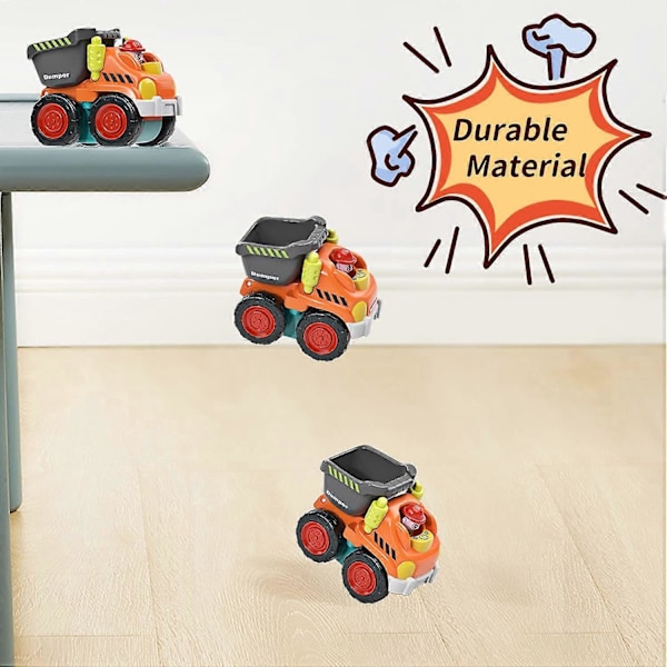 Mini Byggekøretøj Legesæt til Småbørn - Dumper, Gravemaskine, Bulldozer, Cementblander, Gaffeltruck, Vejtromle, Byggekøretøj Legetøj til Drenge
