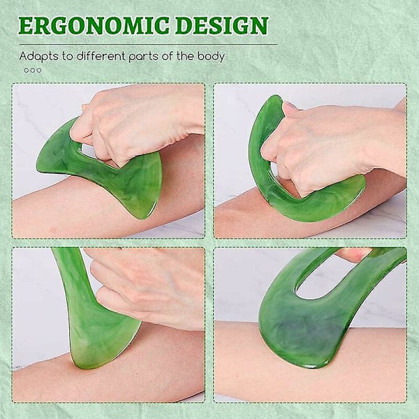 Gua Sha Massageværktøj med Håndtag, Fantastisk Massageværktøj til Ryg, Nakke, Ansigt, Ben, Lymfedrænage, Fjernelse af Cellulite-