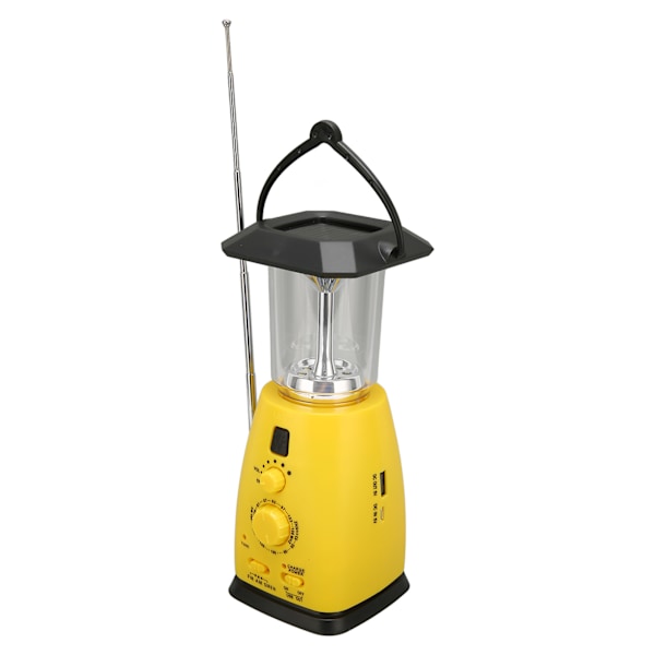 Solardriven handvev AM FM-radio - Bärbar solnödradio med LED-lampa för utomhusbruk