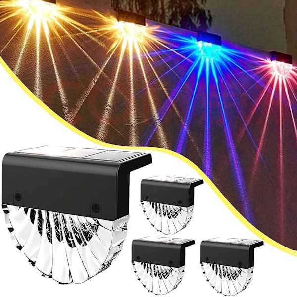Utomhus solcellsstaketlampa, 4-pack gångbelysning för staket, terrasser, trappor och trädgårdsdekorationer