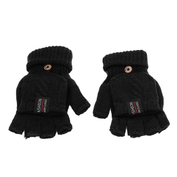1 par USB-opvarmede handsker Elektriske termiske strikkehandsker Halvfinger Vinterhåndvarmer til arbejde Sort