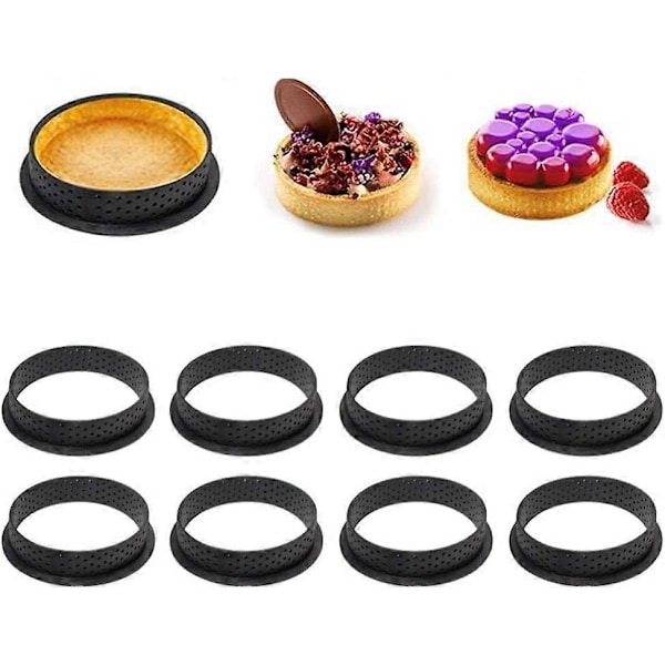 2025 Egnet 8 STK Perforeret Kageform Skærer Rund Form Mousse Cirkel Ring, Cirkel Tartlet