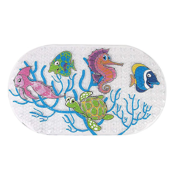Halkfri Duschmatta, PVC Duschmatta med 186 Sugkoppar, Mögelresistent Badmatta, Maskintvättbar, Havssköldpadda, 69*39cm