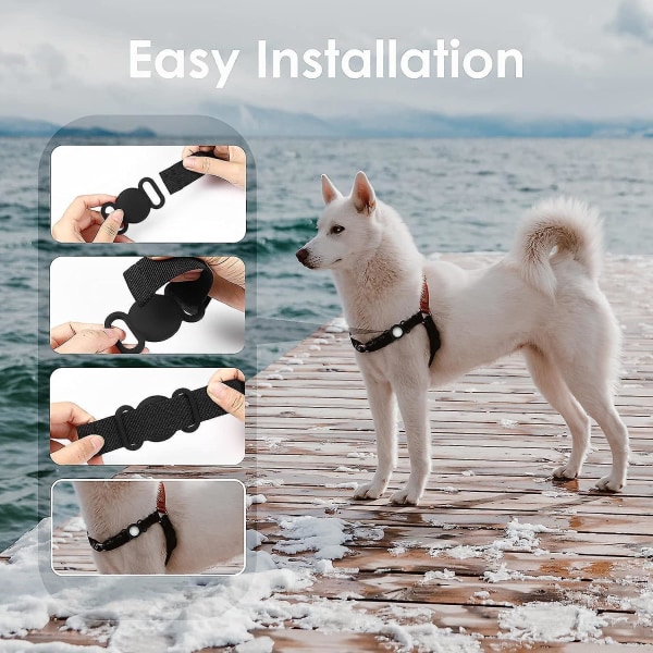 Midi Blå Airtag Hundehalsbånd - Beskyttende Silikonetui til GPS Tracker, Kompatibel med Apple Airtag - Sikkerhed mod tab