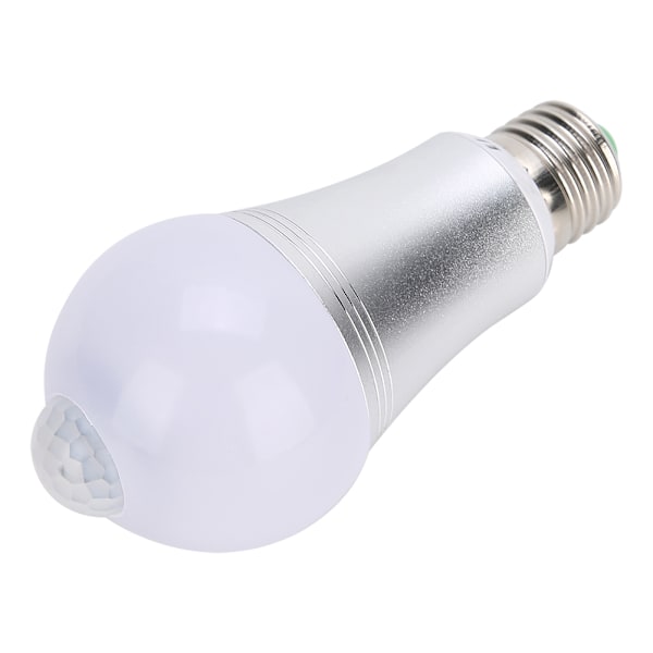 E27 7W Human Body Induction Bulb Light LED Motion Sensor Light för Hem Trapp Användning AC85-265V Vit