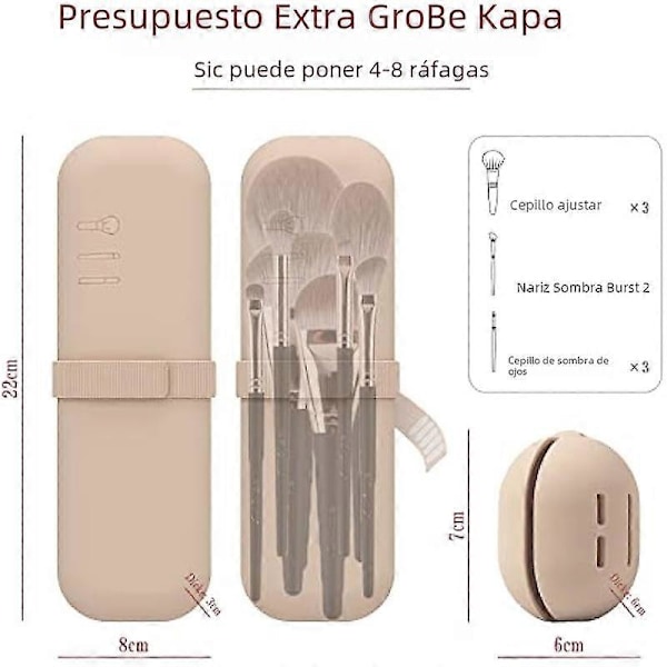 Rejse Makeup Børsteholder, Vandtæt Silikone Makeup Børste Etui til Kvinder og Piger, Bærbar Makeup Svamp og Kosmetik Børste Etui Khaki