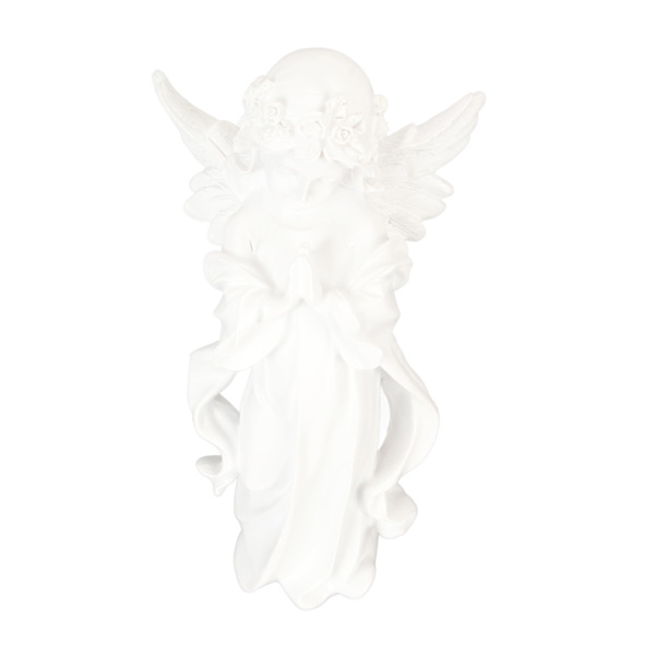 Baby Angel Statue Hvid 10,8 tommer høj håndskåret rige detaljer Holdbar harpiks Cherub figur til Garden Family Office
