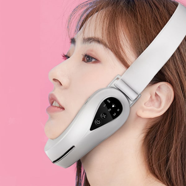 V Face Shaping Massager Bluetooth Fjernbetjening Dobbelthage Reducer Smart Face Lifting Machine for Home White