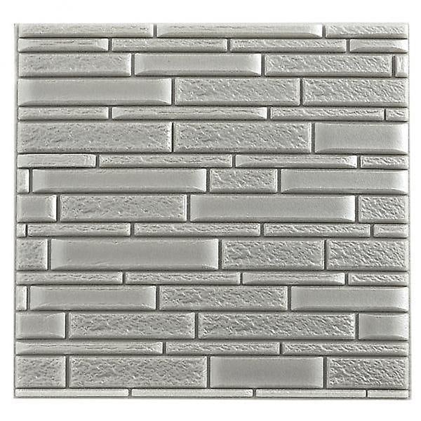8 x Selvklebende 3D Veggklistremerker Murstein Stil Tapet PE Skum Panel Sølv