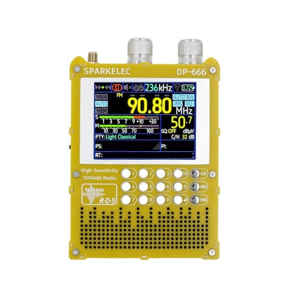 Fullbandsradio IPS Touch Screen Högkänslig Mottagare Gul