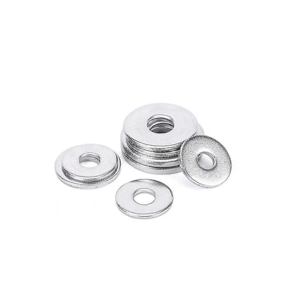 100 stk. M4 x 12 mm x 1 mm brede flate skiver, 304 rustfritt stål, vanlig finish