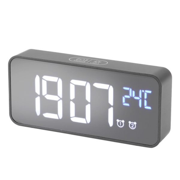 LED-spegel Digital väckarklocka Stor skärm Intelligent ljusstyrka Justera Snooze-funktion Stäng av minnet 13 låtar för hemmet
