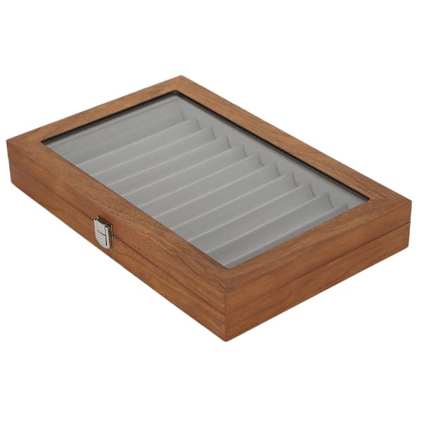 Træ Fontæne Pen Display Case Organizer Valnød Træ Opbevarings Gaveæske til 12 Penne Display