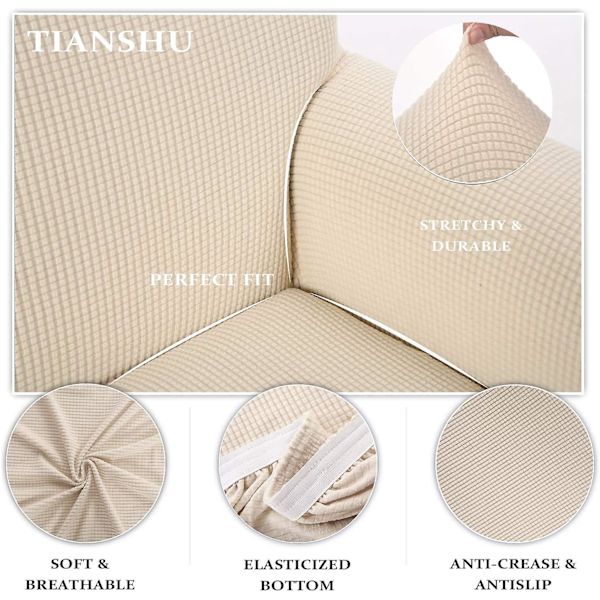 1 hengen sohvanpäällysarja - Jacquard-nojatuolin irrotettava päällinen joustavalla spandex-sohvanpäällysteellä ja tyynynpäällysteellä - Huonekalusuojus