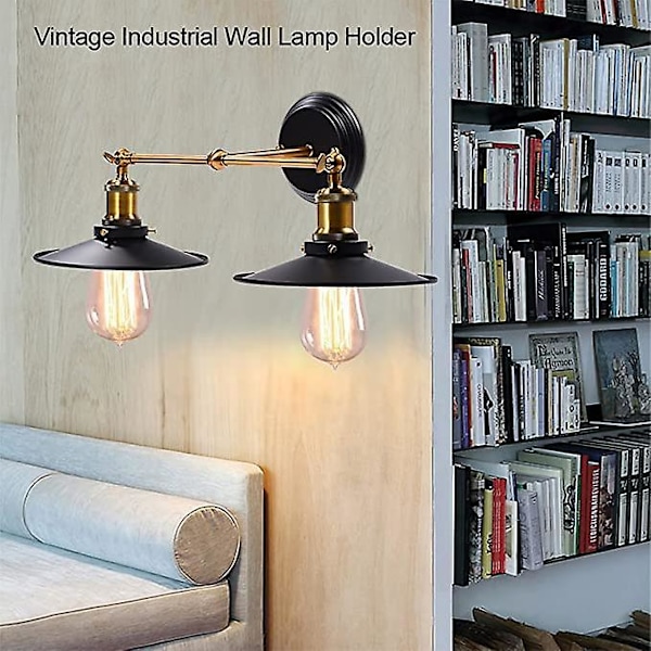 Vägglampa, vägglampa, badrum, vintagelampa, industriell retrostil ljus, E27 sockel, svart yttre skal (glödlampa ingår ej)