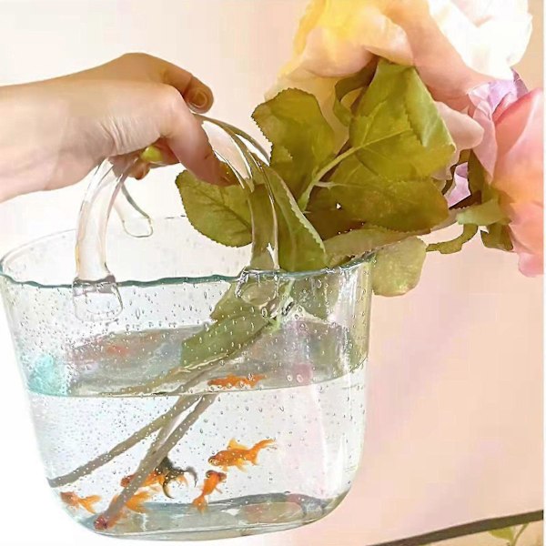 Bästsäljande Handväska Form Klar Vas, Klar Väska Glas Blomvas För Hem Bröllopsdekor Transparent Färg