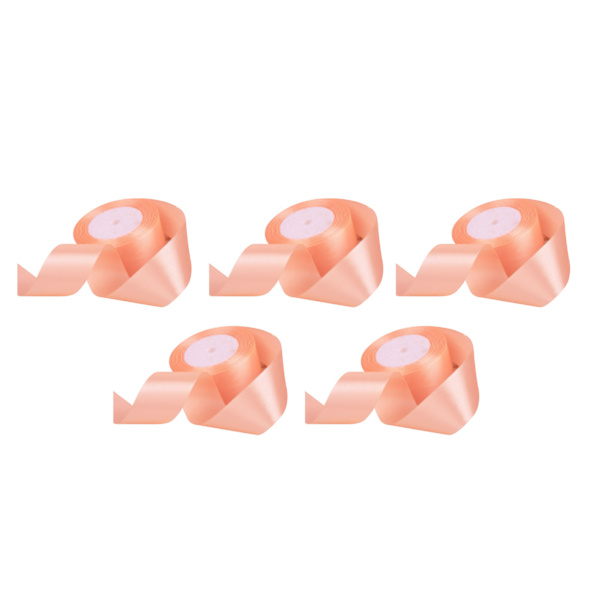 5 rullar enfärgat band 4 cm dubbelsidigt satinband för DIY-hantverk presentförpackning champagne