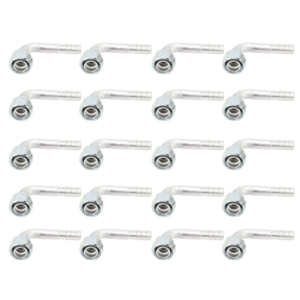 20 stk. 5/8in Aircondition 90 graders Beadlock Aluminium AC Splice Slange Fittings Adapter Connector til Bil Lastbil Ingeniørkøretøj