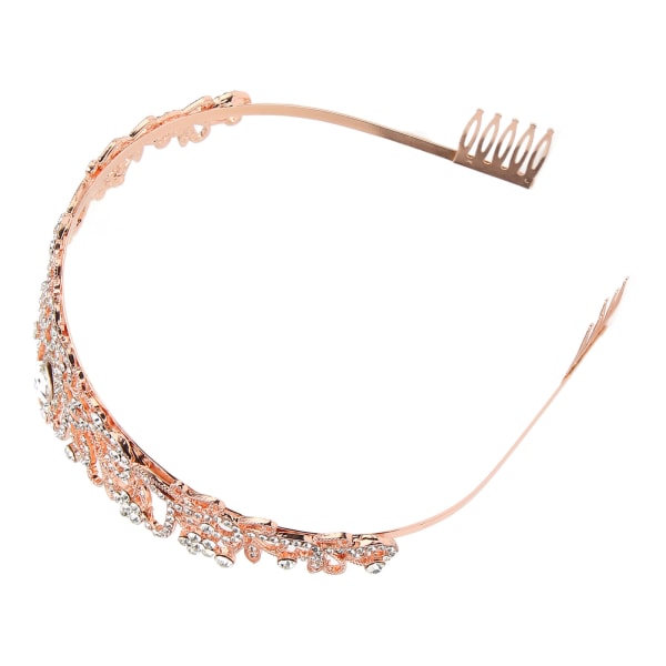 Brudekrone Rhinestone Elegant glitrende bryllupsprinsessekrone for Halloween Rose Gold