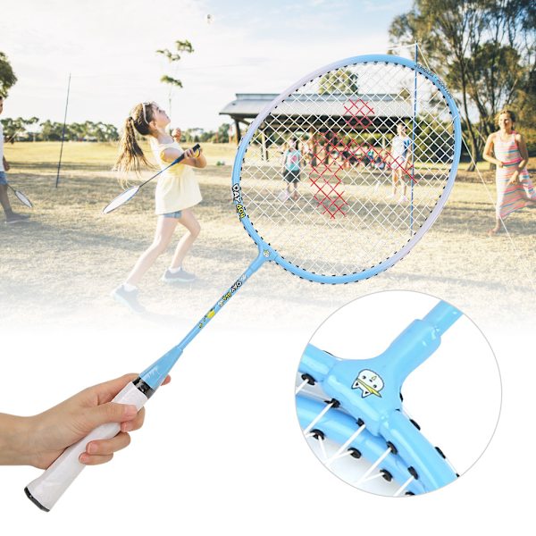 Ett par Aluminiumlegering Tecknad Barn Badmintonracket Utomhussport Fritid ToyBlue