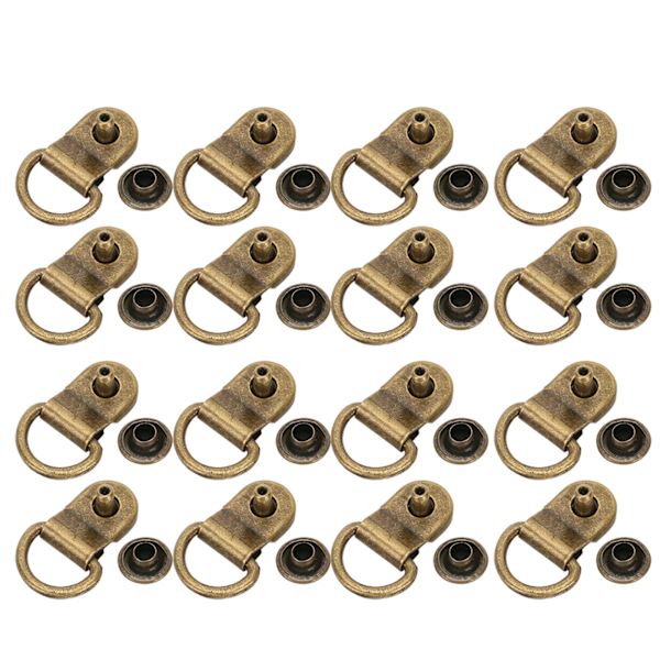 100 set skosnören krok D-ring öljet spänne mässing sko läderväska DIY nitverktyg brons 9x14mm