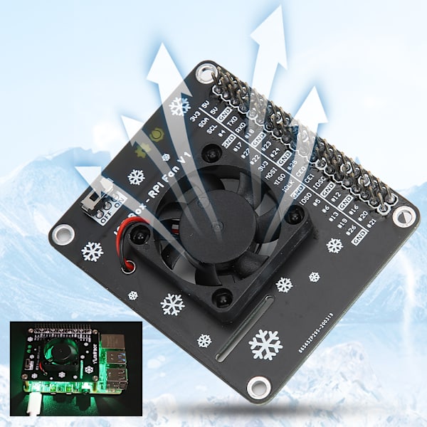 Kjølevifte LED-lys Datatilbehør for Raspberry Pi 4B / 3B GPIO Utvidelseskort