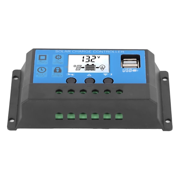 30A LCD solcellsladdningsregulator 12V 24V automatisk identifiering helt 4-stegs PWM-styrning