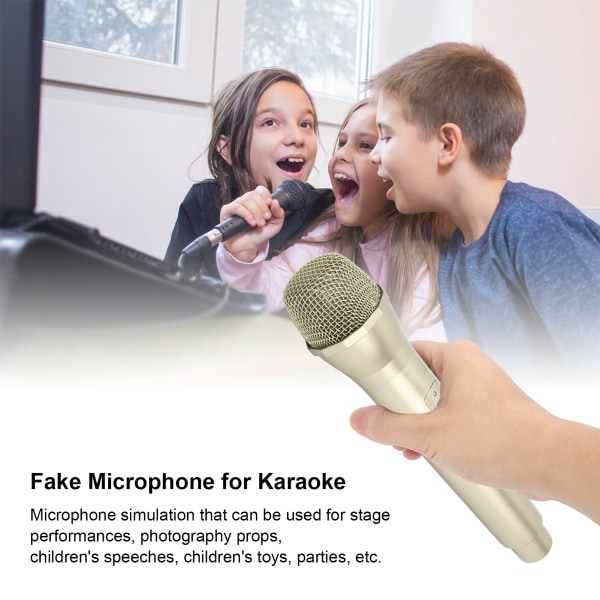 Realistisk propmikrofon for karaokedansshow. Øv mikrofonpropp for karaokegull Gold