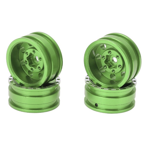 4 kpl Metalli 8 Pyöreä Reikä Pyörännavan Vanteet Axial SCX24 1/24 Kauko-ohjattava Kiipeilyauto Vihreä