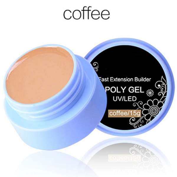 15g Professionell snabb nagelförlängning Poly Gel Lätt att ta bort Manikyr UV Gel Tillbehör Kaffe