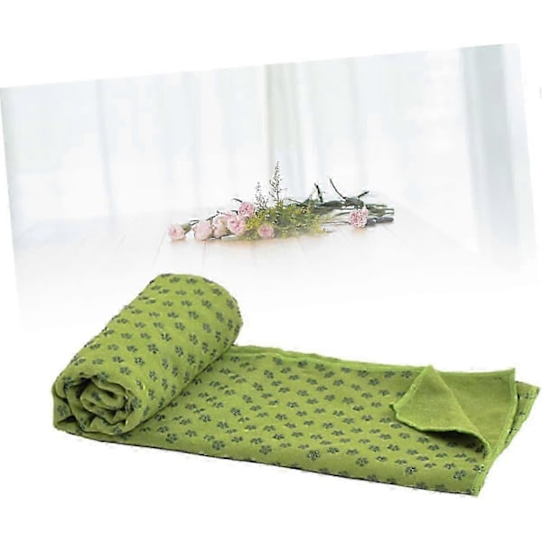Tykk Treningsmatte Fitness Treningsmatte Mikrofiber Håndkle Kast Teppe Gym Håndklær for Svette Pilates, Grønn