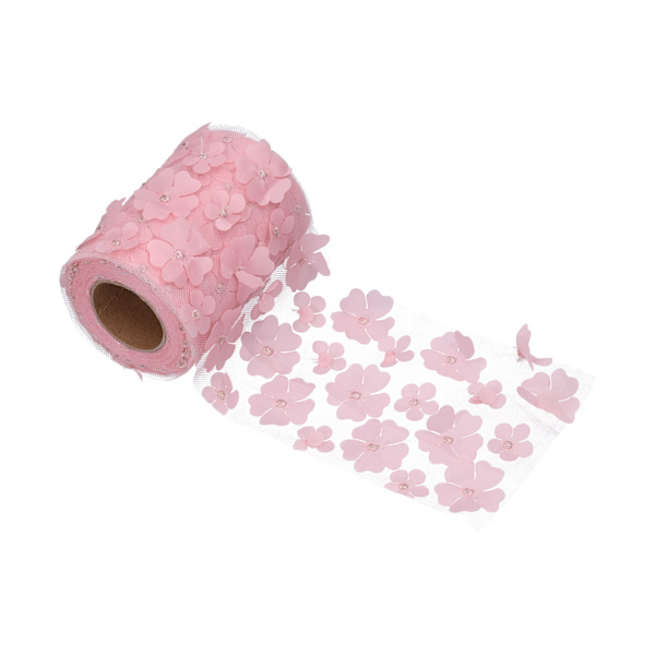 Blommor Tulle Rullar 10cm 10yd Premium Polyester Flexibel Bred Applikation Utsökt Glittrande Tulle RullarRosa
