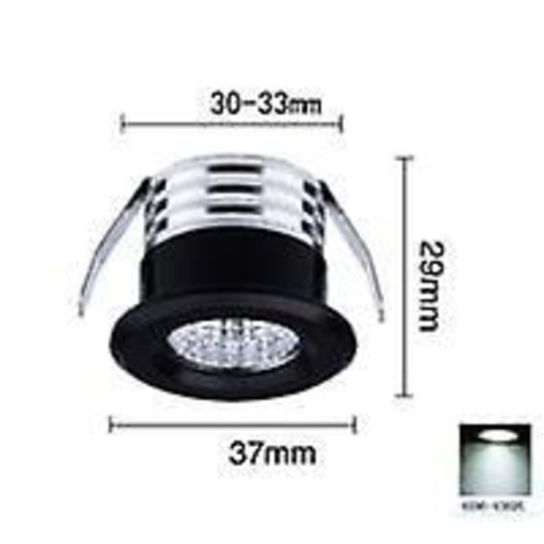 4-pakke mini forsænkede LED-spotlights, 3W, sort, neutralt lys