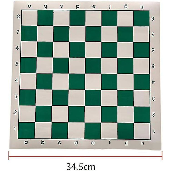 Turneringsschackmatta 34cm PU-läder Rullbar Halksäker Lätt Schackbräde Perfekt för Barn och Vuxna