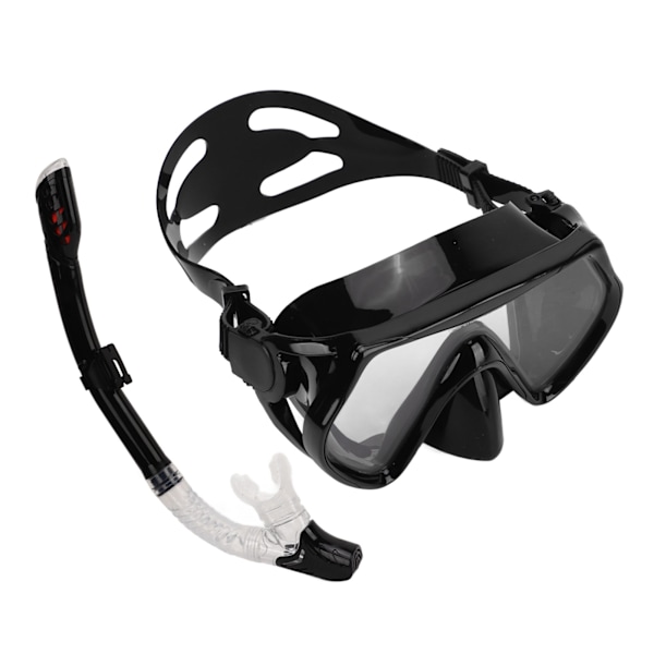 Justerbart snorklesett for voksne, snorkelbrille og pustetube, snorkleutstyr for voksne til svømmetrening, svart